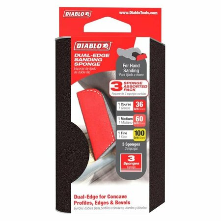 DIABLO 4 in. L X 2-1/2 in. W X 1 in. Assorted Grit Assorted Dual Edge Sanding Sponge DFBCOMBAST03G